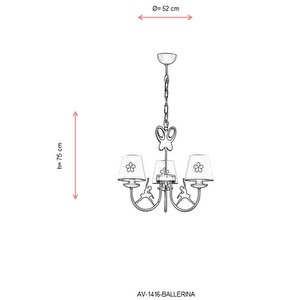Omega Modern Avize E14 18w 52cm Metal Pembe Avonni-av-1416-ballerina