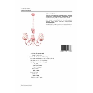 Omega Modern Avize E14 18w 52cm Metal Pembe Avonni-av-1416-ballerina