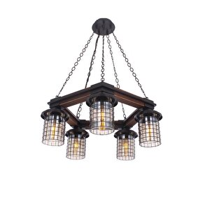 Sığınak Modern Avize E27 60w 50cm Metal Eskitme Avonni-av-4216-5et