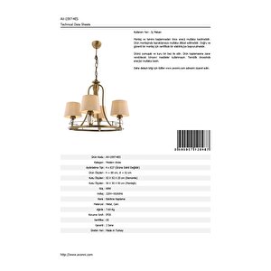 Dorinda Modern Avize E27 48w 52cm Metal Eskitme Avonni-av-1597-4es