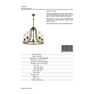 Dorinda Modern Avize E27 60w 62cm Metal Eskitme Avonni-av-1597-5e