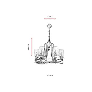 Dorinda Modern Avize E27 72w 62cm Metal Eskitme Avonni-av-1597-6e