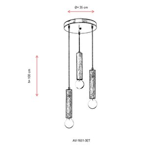 Dantel Modern Avize E27 36w 35cm Ahşap Eskitme Dorbien-av-1651-3et