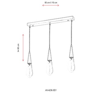 Zümre Modern Avize E14 18w 65x10cm Metal Eskitme Avonni-av-4236-3ey