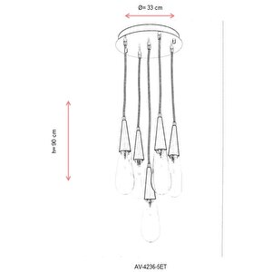 Zümre Modern Avize E14 30w 33cm Metal Eskitme Avonni-av-4236-5et