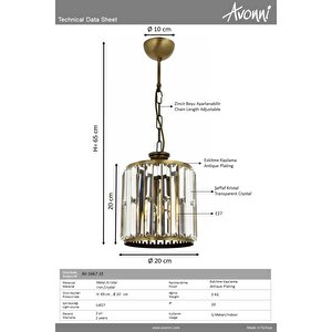 Arthur Modern Avize E27 12w 20cm Metal Eskitme Avonni-av-1667-1e