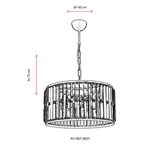 Arthur Modern Avize E27 36w 40cm Metal Siyah Avonni-av-1667-3bsy