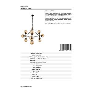 Bee Modern Avize E27 120w 100cm Metal Siyah Avonni-av-4258-10bsy