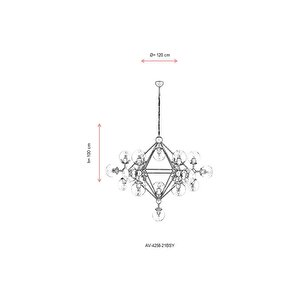 Bee Modern Avize E27 252w 150cm Metal Siyah Avonni-av-4258-21bsy