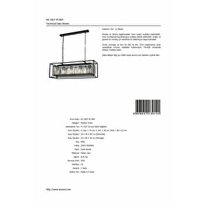 Arthur Modern Avize E27 48w 80x22cm Metal Siyah Avonni-av-1667-4y-bsy