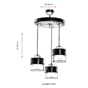 Cabin Modern Avize E27 36w 40cm Metal Bakır Patina Avonni-av-4288-3t-cpr