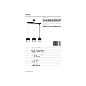 Cabin Modern Avize E27 36w 70x15cm Metal Siyah Avonni-av-4288-3y-bsy