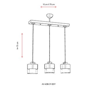 Cabin Modern Avize E27 36w 70x15cm Metal Siyah Avonni-av-4288-3y-bsy