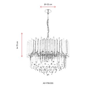 Leyla Modern Avize E27 72w 55cm Metal Sarı Avonni-av-1706-s55