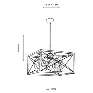X Modern Avize E27 48w 45cm Metal Eskitme Avonni-av-1732-4e