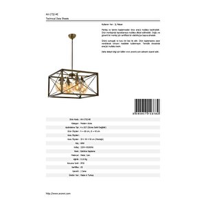 X Modern Avize E27 48w 45cm Metal Eskitme Avonni-av-1732-4e