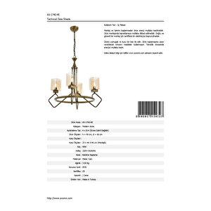 Konsey Modern Avize E14 24w 60cm Metal Eskitme Avonni-av-1740-4e