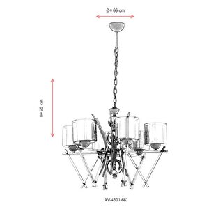 Battle Modern Avize E27 36w 66cm Metal Krom Avonni-av-4301-6k