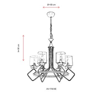 Konsey Modern Avize E14 36w 60cm Metal Eskitme Avonni-av-1740-6e