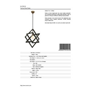 Billie Modern Avize E27 12w 30cm Ahşap Eskitme Avonni-av-1765-1g