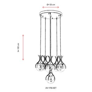 Kasım Modern Avize E27 72w 50cm Metal Eskitme Avonni-av-1766-6et