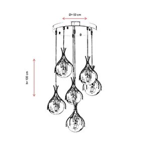 Kasım Modern Avize E27 72w 50cm Metal Krom Avonni-av-1766-6kt