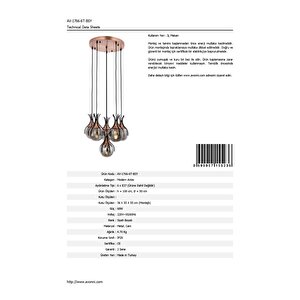 Kasım Modern Avize E27 72w 50cm Metal Siyah Avonni-av-1766-6t-bsy