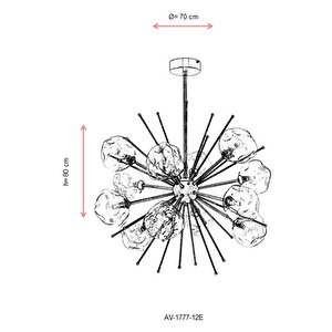 Snow Modern Avize G9 65w 70cm Metal Eskitme Avonni-av-1777-13e