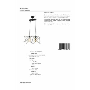 Prizma Modern Avize E27 24w 40x20cm Metal Siyah Dorbien-av-65076-2y-bsy