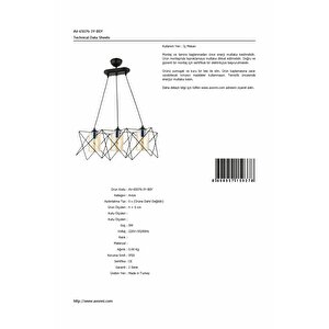 Prizma Modern Avize E27 36w 60x20cm Metal Siyah Dorbien-av-65076-3y-bsy