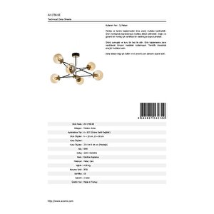 Denklem Modern Avize E27 72w 80cm Metal Eskitme Avonni-av-1786-6e