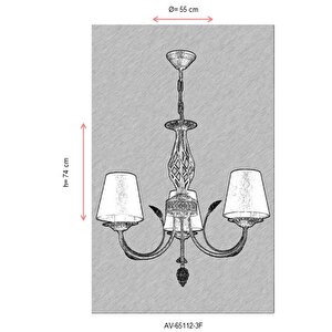Erciyes Klasik Avize E14 30w 55cm Metal Ferforje Dorbien-av-65112-3f