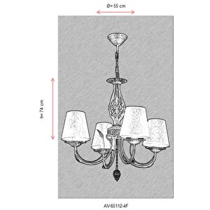 Erciyes Klasik Avize E14 30w 55cm Metal Ferforje Dorbien-av-65112-4f