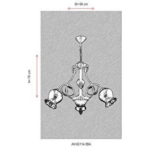 Ceren Klasik Avize E27 36w 68cm Metal Krem Ferforje Dorbien-av-65114-3ba