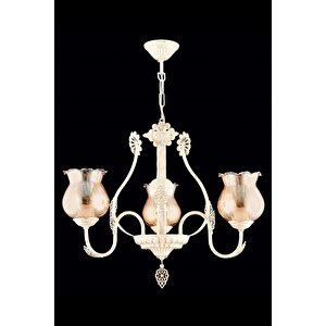 Ceren Klasik Avize E27 36w 58cm Metal Krem Ferforje Dorbien-av-65114-3s