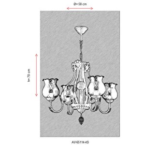 Ceren Klasik Avize E27 48w 58cm Metal Krem Ferforje Dorbien-av-65114-4s