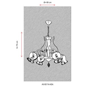 Ceren Klasik Avize E27 48w 68cm Metal Krem Ferforje Dorbien-av-65114-4sa