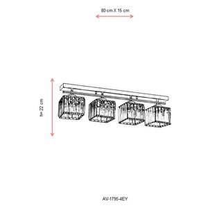 Trap Modern Avize E27 48w 80x15cm Metal Eskitme Avonni-av-1795-4ey