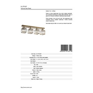 Trap Modern Avize E27 48w 80x15cm Metal Eskitme Avonni-av-1795-4ey