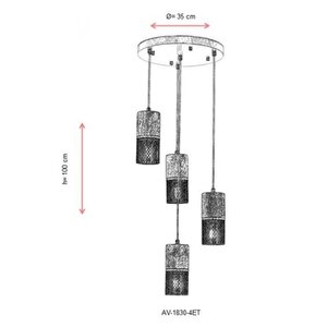 Mikrofon Modern Avize E27 48w 35cm Metal Eskitme Avonni-av-1830-4et