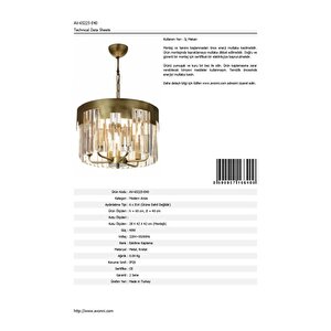 Ceremony Klasik Avize E14 36w 40cm Metal Eskitme Dorbien-av-65225-e40