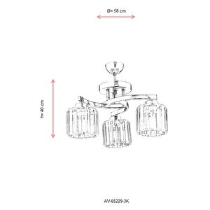 İkram Modern Avize E27 36w 58cm Metal Krom Dorbien-av-65229-3k