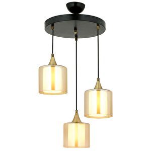 Selvi Modern Avize E27 36w 40cm Metal Siyah Dorbien-av-65233-3t-bsy-b