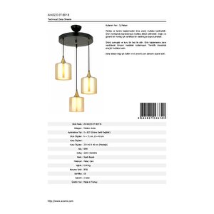 Selvi Modern Avize E27 36w 40cm Metal Siyah Dorbien-av-65233-3t-bsy-b