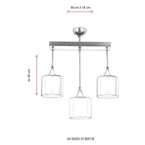 Selvi Modern Avize E27 36w 60x14cm Metal Siyah Dorbien-av-65233-3y-bsy-b