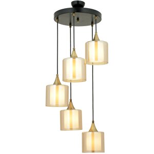 Selvi Modern Avize E27 60w 40cm Metal Siyah Dorbien-av-65233-5t-bsy-b