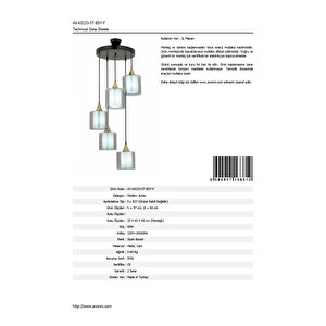 Selvi Modern Avize E27 60w 40cm Metal Siyah Dorbien-av-65233-5t-bsy-f