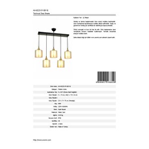 Selvi Modern Avize E27 60w 75x14cm Metal Siyah Dorbien-av-65233-5y-bsy-b