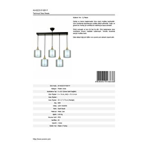 Selvi Modern Avize E27 60w 75x14cm Metal Siyah Dorbien-av-65233-5y-bsy-f