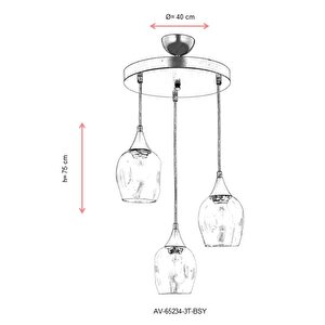 Selvi Modern Avize E27 36w 40cm Metal Siyah Dorbien-av-65234-3t-bsy